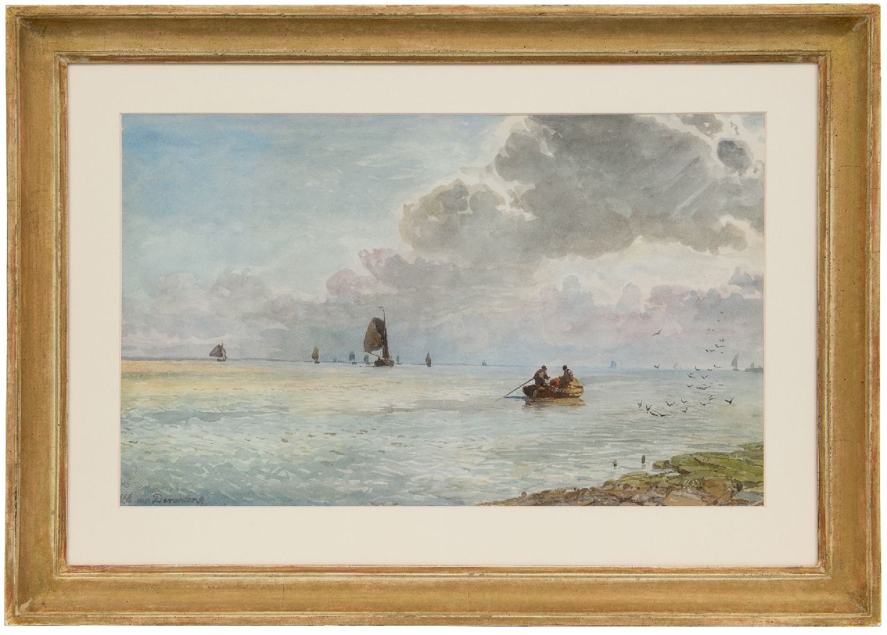 Deventer W.A. van | 'Willem' Anthonie van Deventer | Watercolours and drawings offered for sale | Shipping off the coast, watercolour on paper 35.6 x 58.5 cm, signed l.l.