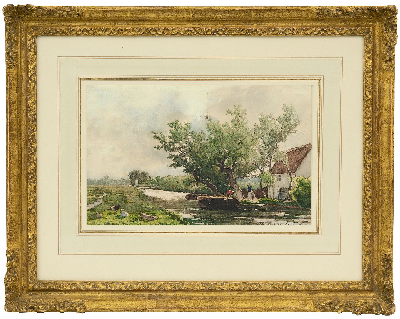 Weissenbruch H.J.  | Hendrik Johannes 'J.H.' Weissenbruch | Watercolours and drawings offered for sale | Canal along the Benoordenhoutseweg near The Hague, watercolour on paper 17.6 x 28.1 cm, signed l.r.