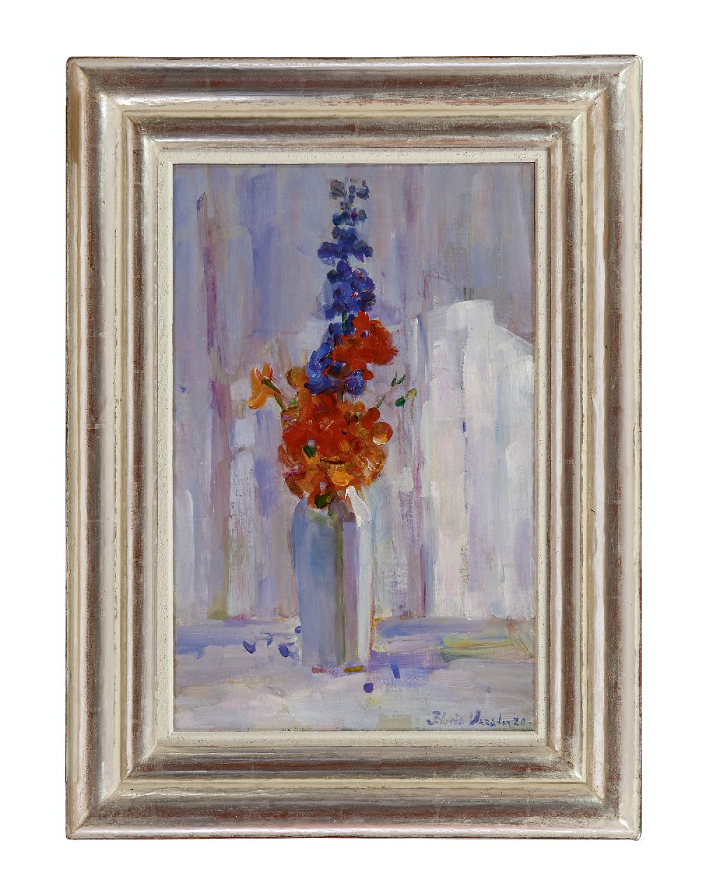 Verster van Wulverhorst (Floris Verster) F.H.  | Floris Hendrik Verster van Wulverhorst (Floris Verster), Nasturtium in a white Delft vase, oil on canvas 47.9 x 30.4 cm, signed l.r. and dated '20