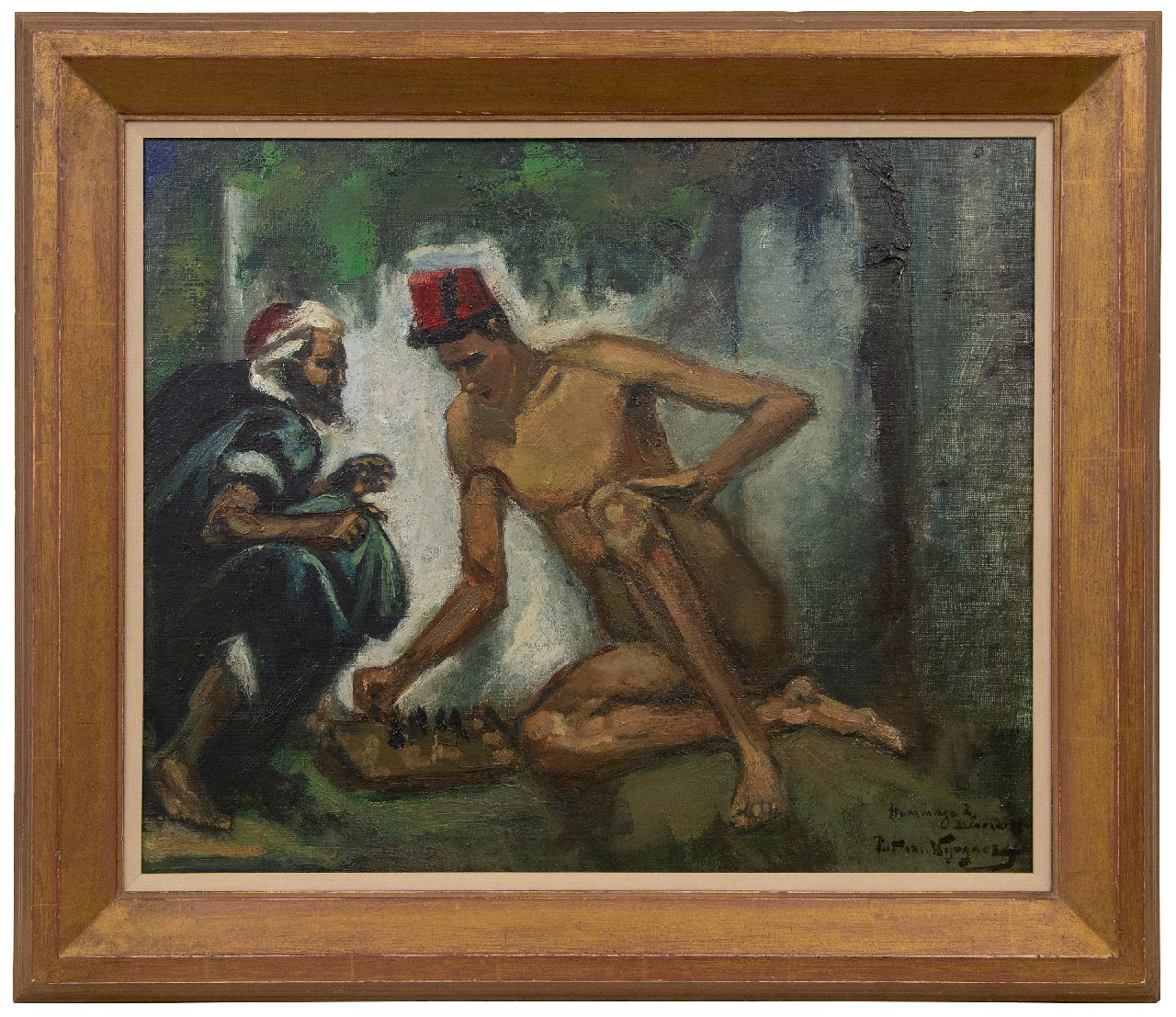 Wijngaerdt P.T. van | Petrus Theodorus 'Piet' van Wijngaerdt | Paintings offered for sale | Hommage à Delacroix, oil on canvas 50.2 x 60.3 cm, signed l.r. and on the reverse