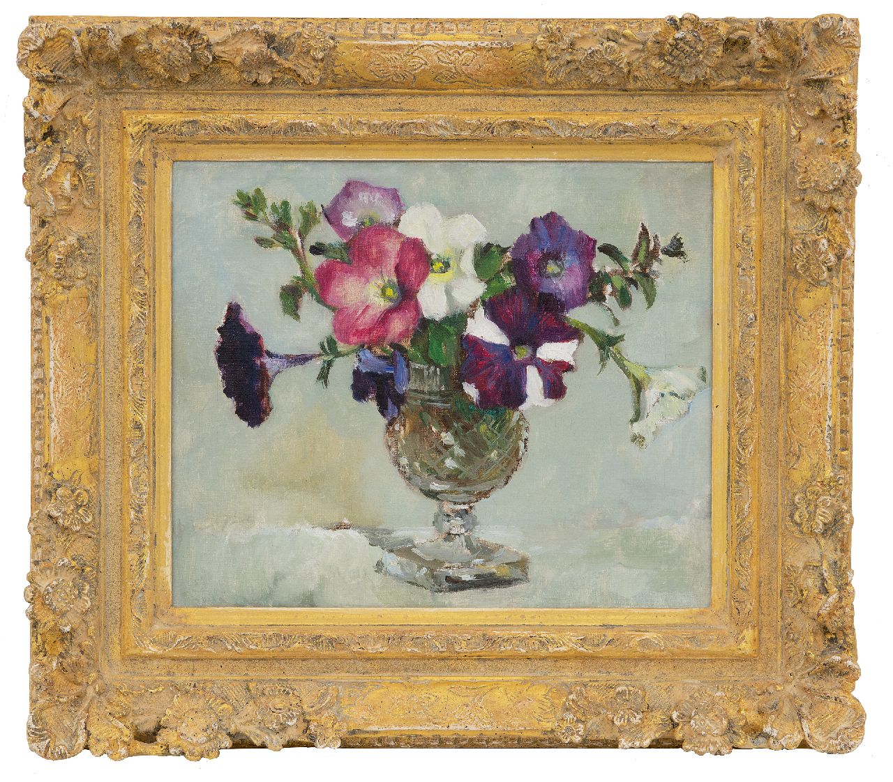 Arntzenius E.C.  | Elise Claudine Arntzenius | Paintings offered for sale | Petunias in a vase, oil on canvas 25.2 x 30.2 cm