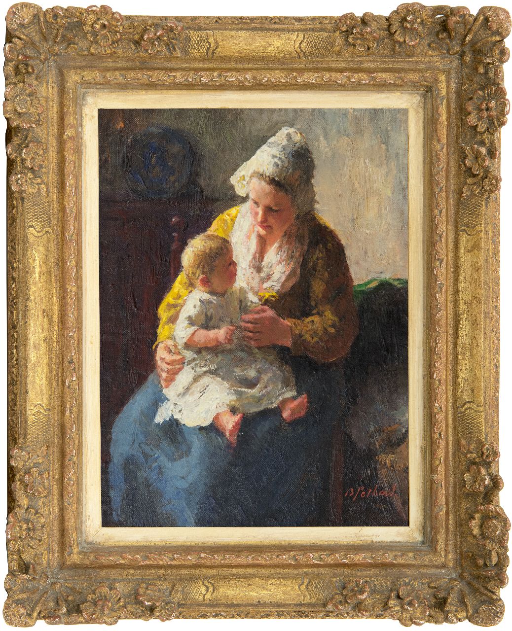 Pothast B.J.C.  | 'Bernard' Jean Corneille Pothast, On mother's lap, oil on canvas 25.1 x 18.9 cm, signed l.r.