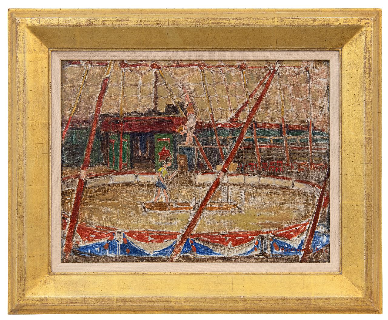 Os-Delhez (Hendrik van Os) H. van | Hendrik 'Henri' van Os-Delhez (Hendrik van Os) | Paintings offered for sale | Circus artists at practice, oil on canvas 25.0 x 32.8 cm, signed l.r.
