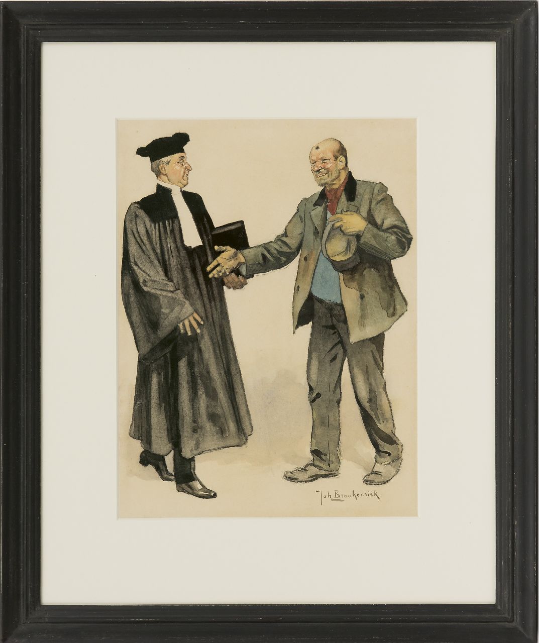 Braakensiek J.C.  | 'Johan' Coenraad Braakensiek, The lawyer and his client, charcoal and watercolour on paper 31.1 x 23.5 cm, signed l.r.