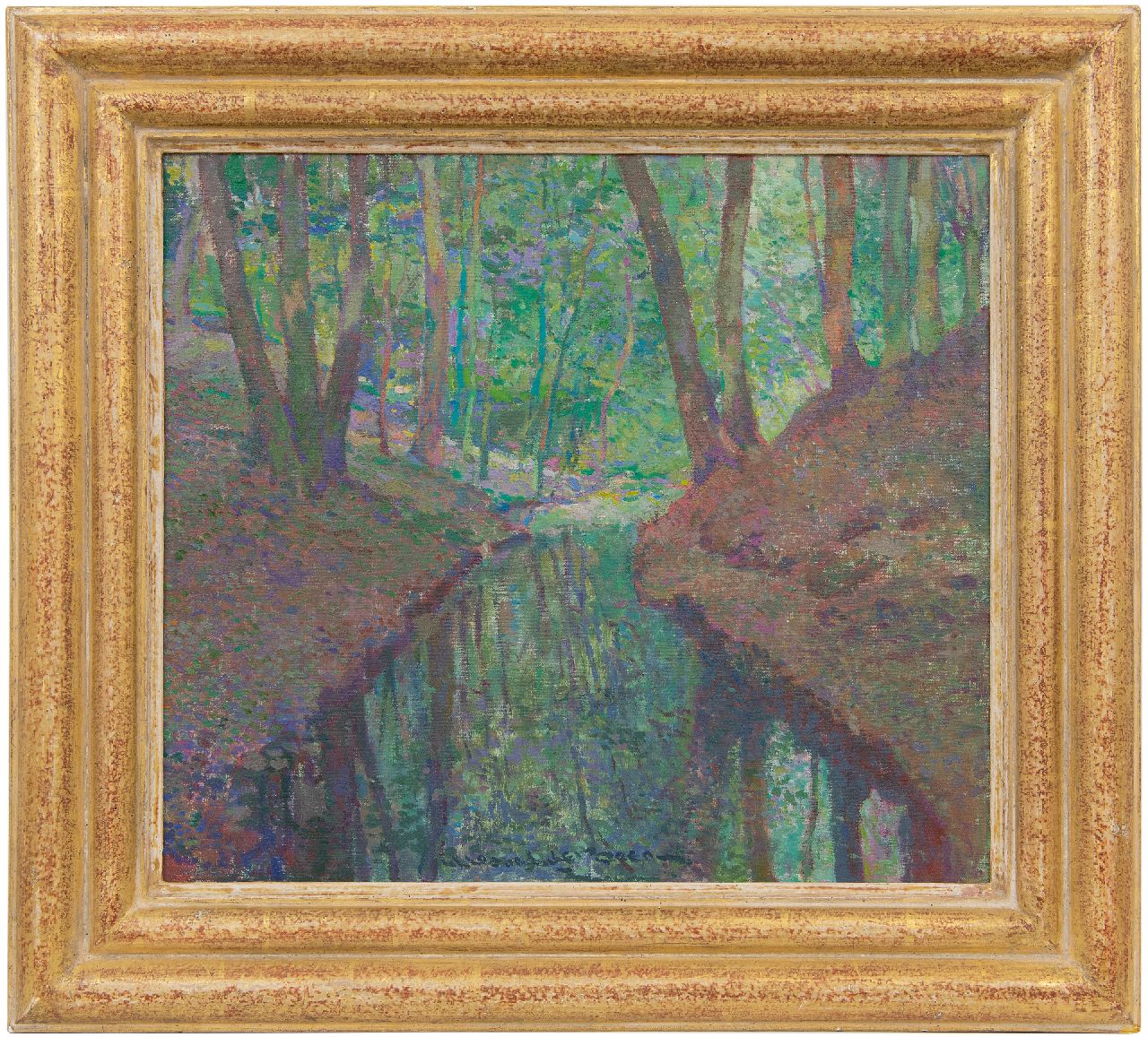 Boer H. de | Hessel de Boer | Paintings offered for sale | A forest creek, oil on canvas 45.1 x 50.0 cm, signed l.m.