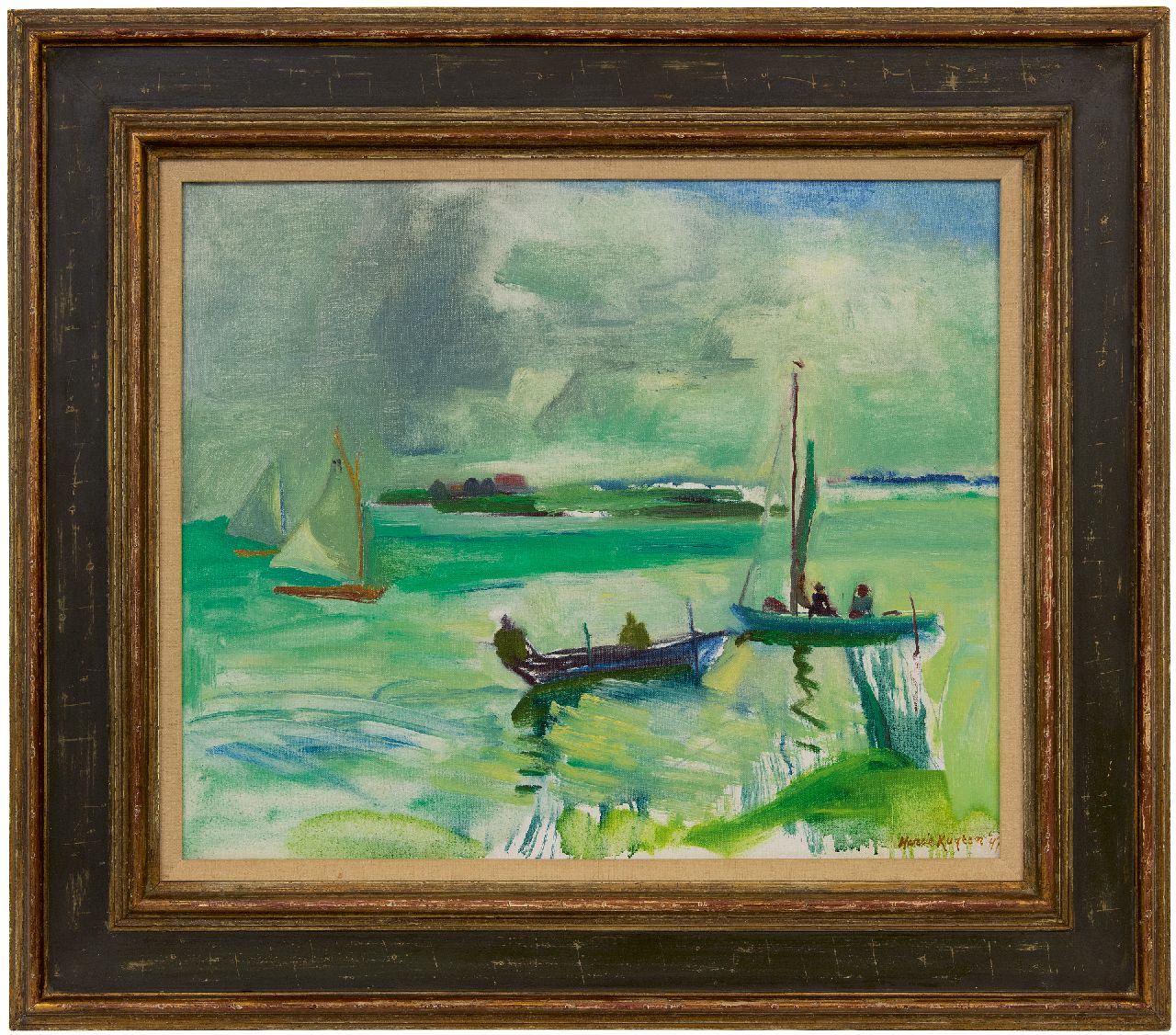 Kuijten H.J.  | Henricus Johannes 'Harrie' Kuijten, Sailing boats on a lake, oil on canvas 50.5 x 60.3 cm, signed l.r. and dated '47