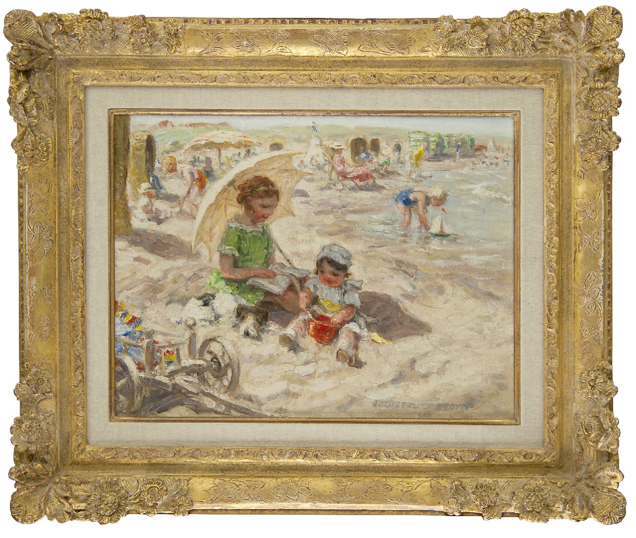Zoetelief Tromp J.  | Johannes 'Jan' Zoetelief Tromp, A day at the beach, oil on canvas 30.0 x 40.0 cm, signed l.r. and on the reverse