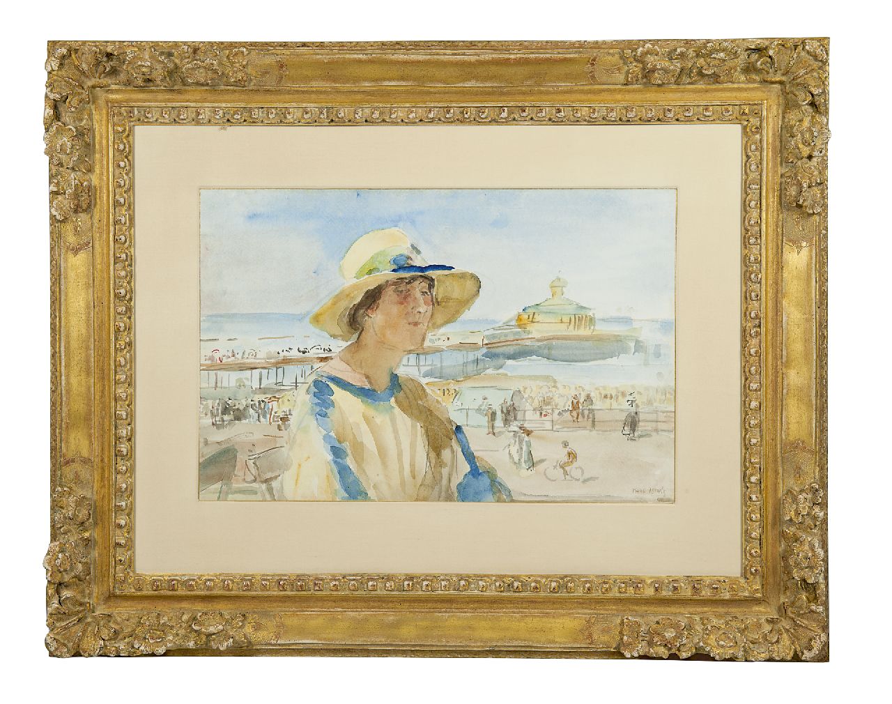 Israels I.L.  | 'Isaac' Lazarus Israels, Woman at the beach of Scheveningen, watercolour on paper 32.5 x 50.0 cm, signed l.r.