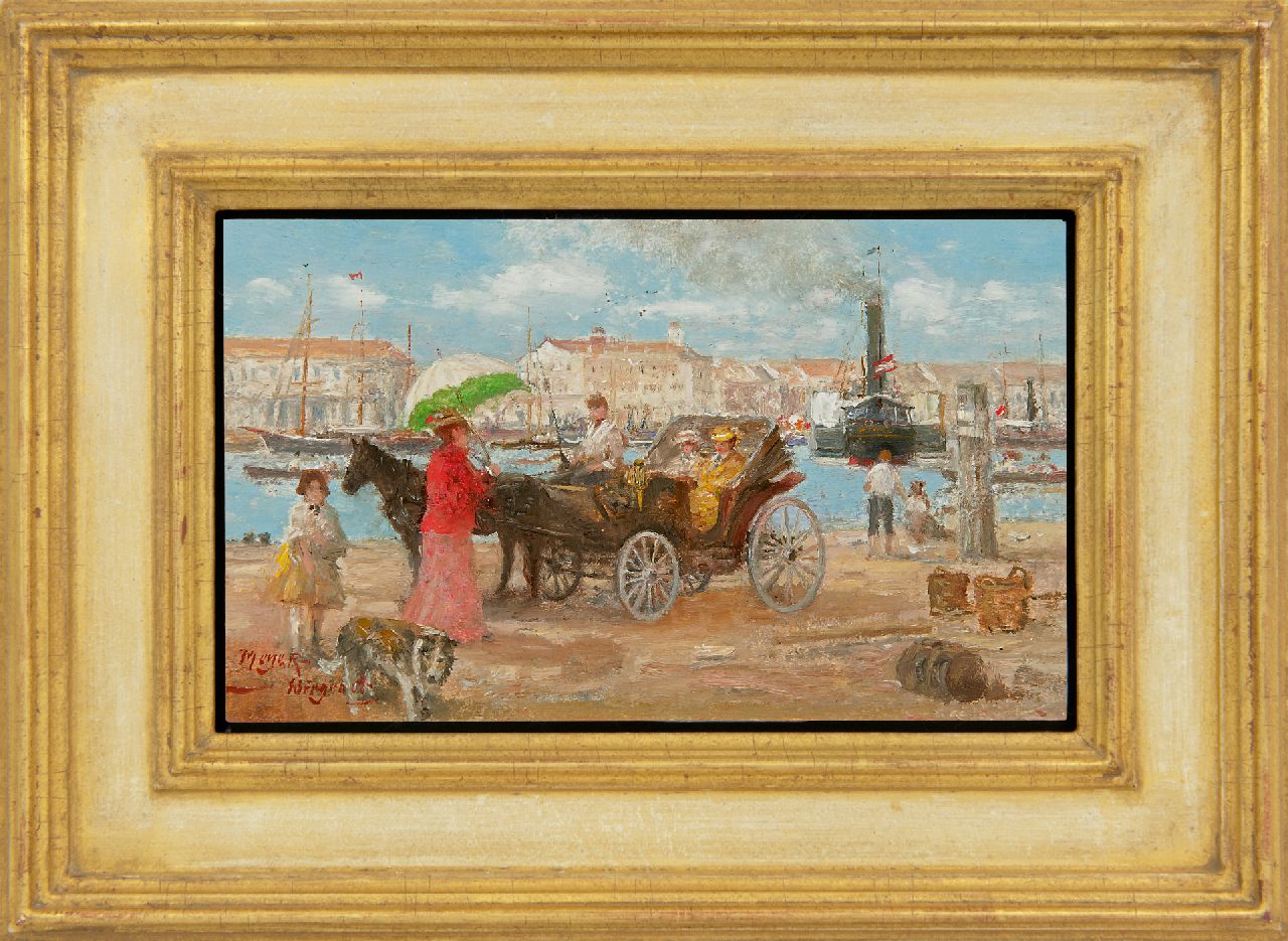 Meyer-Wiegand R.D.  | Rolf Dieter Meyer-Wiegand | Paintings offered for sale | Carriage in a harbour, oil on board laid down on panel 12.0 x 20.1 cm, signed l.l.