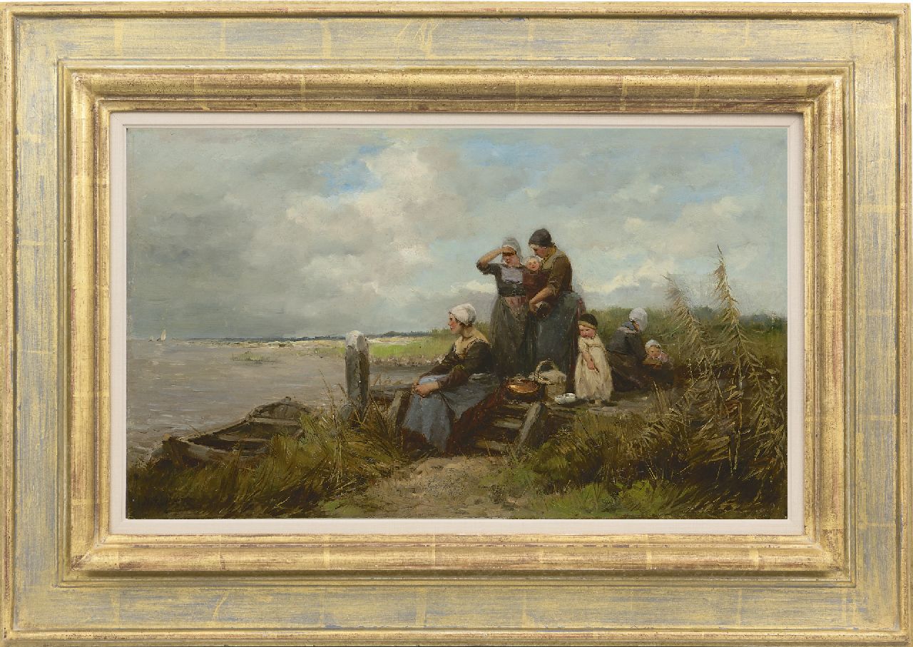 Kate J.M. ten | Johannes Marius ten Kate | Paintings offered for sale | Waiting for the fishing fleet, oil on panel 29.1 x 48.8 cm, signed l.l.