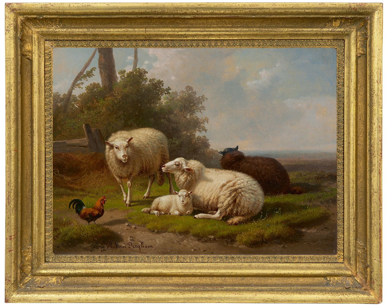 Dieghem J. van | Joseph van Dieghem | Paintings offered for sale | An idyllic landscape with sheep, oil on panel 22.6 x 31.0 cm, signed l.l. and dated '72