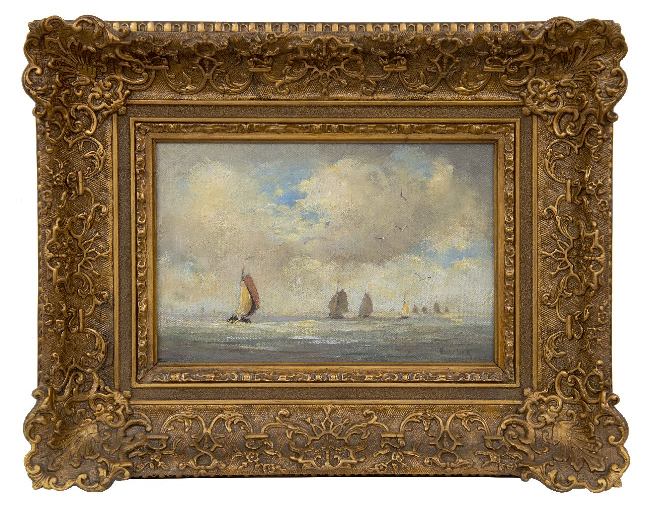 Smith H.  | Hobbe Smith, Sailing vessels on the Zuiderzee, oil on canvas 20.7 x 30.6 cm, signed l.r.