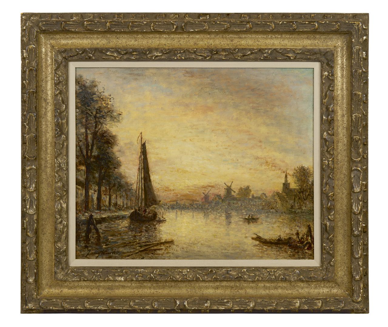 Jongkind J.B.  | Johan Barthold Jongkind, Riverview near Delfshaven, oil on canvas 33.3 x 40.8 cm, signed l.l.
