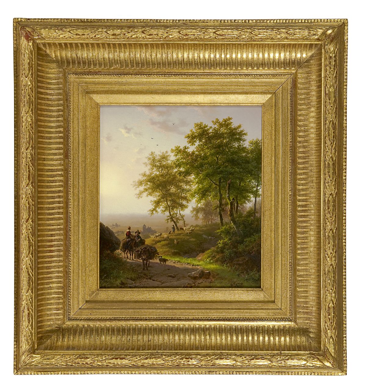 Koekkoek B.C.  | Barend Cornelis Koekkoek, A wooded landscape at dawn, oil on panel 24.1 x 21.4 cm, signed l.l. and dated 1850