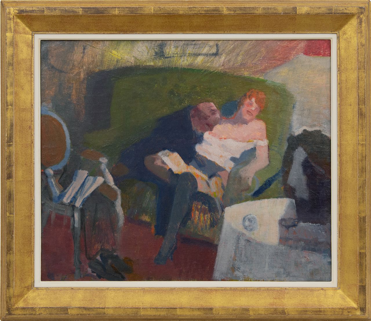 Galema A.  | Arjen Galema | Paintings offered for sale | A couple on a sofa, oil on canvas 53.5 x 63.3 cm