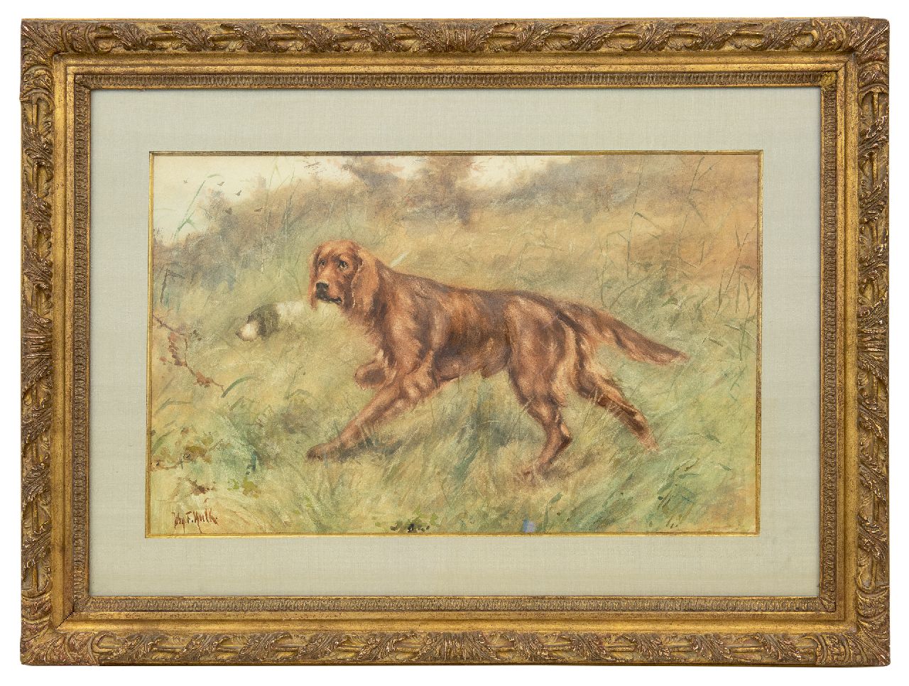 Hulk jr. J.F.  | Johannes Frederik 'John' Hulk jr., Irish Setter, watercolour on paper 40.0 x 63.5 cm, signed l.l.