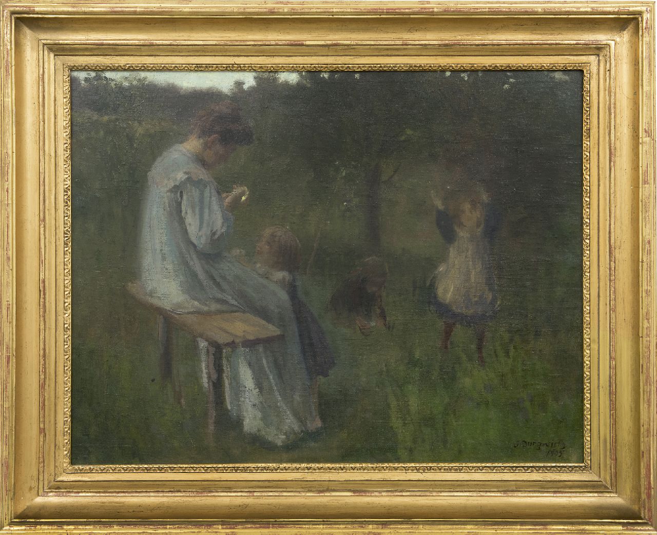 Jungwirth J.  | Joseph Jungwirth, A mother with playing children, oil on canvas 62.8 x 79.4 cm, signed l.r. and dated 1905