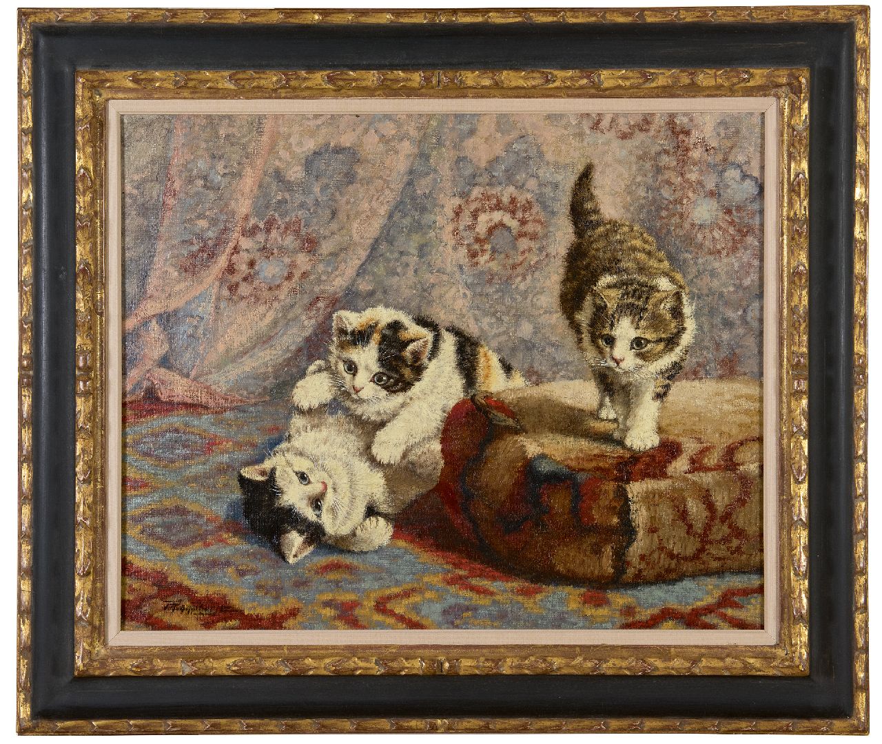 Raaphorst C.  | Cornelis Raaphorst | Paintings offered for sale | Three kittens playing, oil on canvas 40.4 x 50.7 cm, signed l.l.