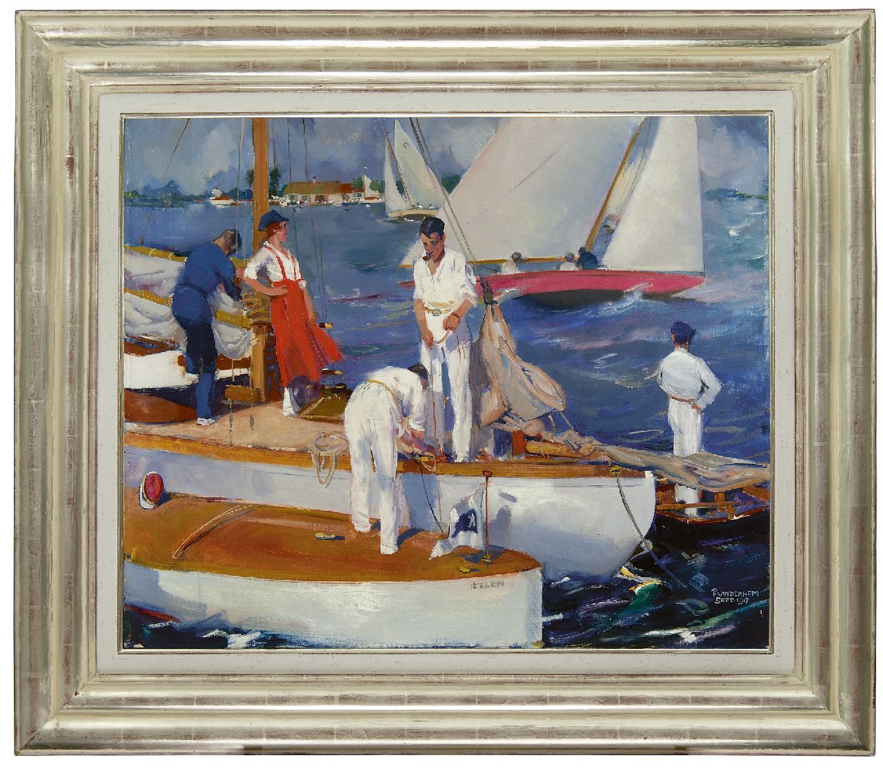 Hem P. van der | Pieter 'Piet' van der Hem, Sailing, oil on canvas 60.5 x 72.5 cm, signed l.r. and dated Sept. 1917