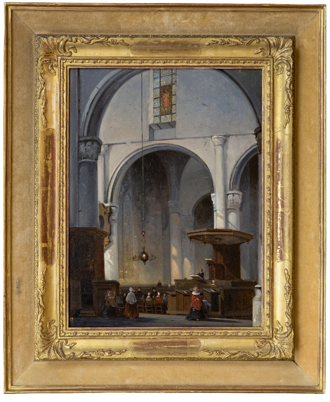 Laar J.H. van de | Jan Hendrik van de Laar | Paintings offered for sale | Church interior, oil on panel 36.9 x 27.9 cm