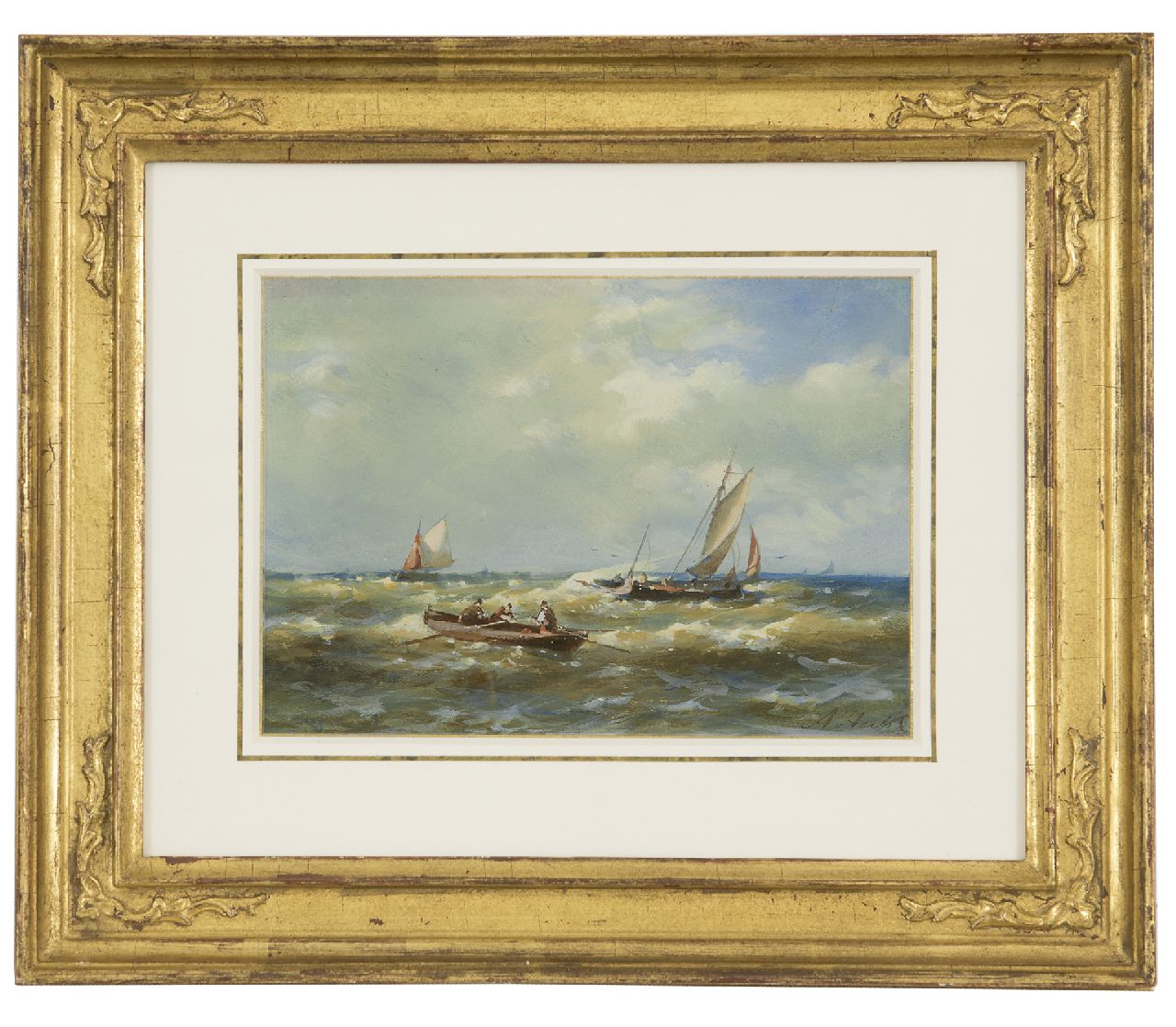 Hulk A.  | Abraham Hulk, Ships sailing at sea, watercolour and gouache on paper 11.5 x 16.9 cm, signed l.r.