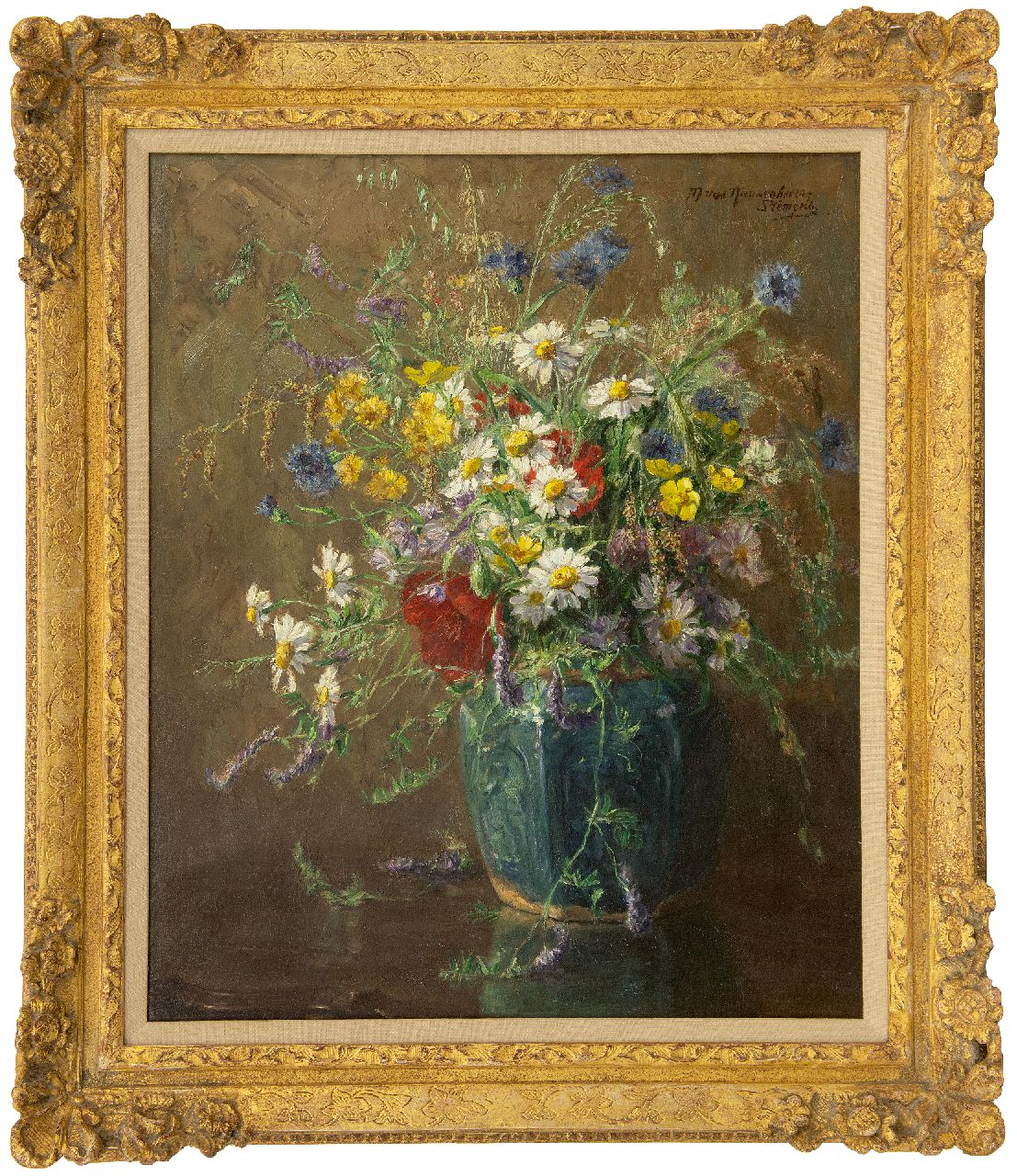 Nieuwenhoven-Stempels J.C.M. van | Johanna Catharina 'Maria' van Nieuwenhoven-Stempels, A flower still life, oil on canvas 56.0 x 46.0 cm, signed u.r.