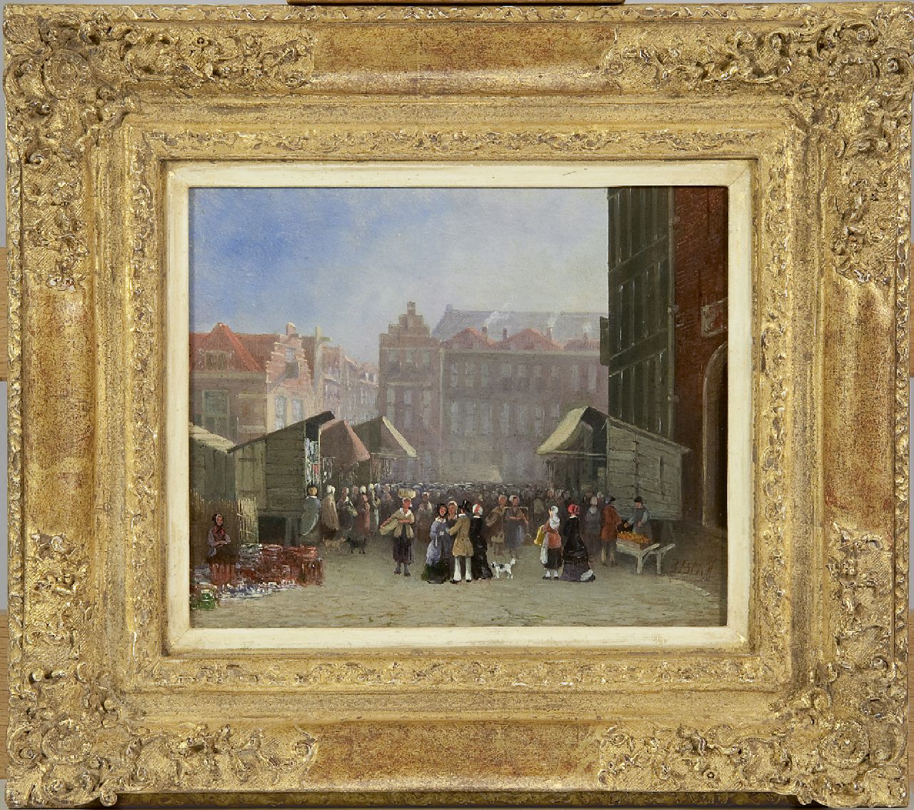 Bles J.  | Joseph Bles, Market day, oil on panel 16.5 x 19.8 cm, signed l.r.