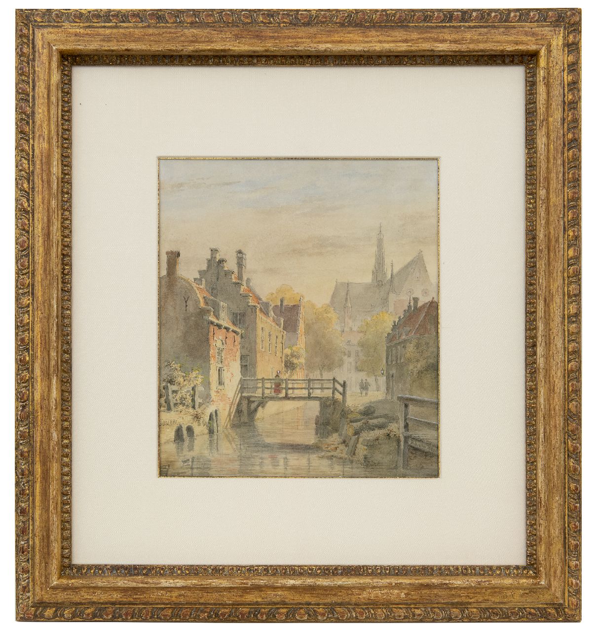 Hove B.J. van | Bartholomeus Johannes 'Bart' van Hove | Watercolours and drawings offered for sale | A tow view k of Haarlem with the Sint-Bavoker, watercolour on paper 27.5 x 24.5 cm, signed l.r.