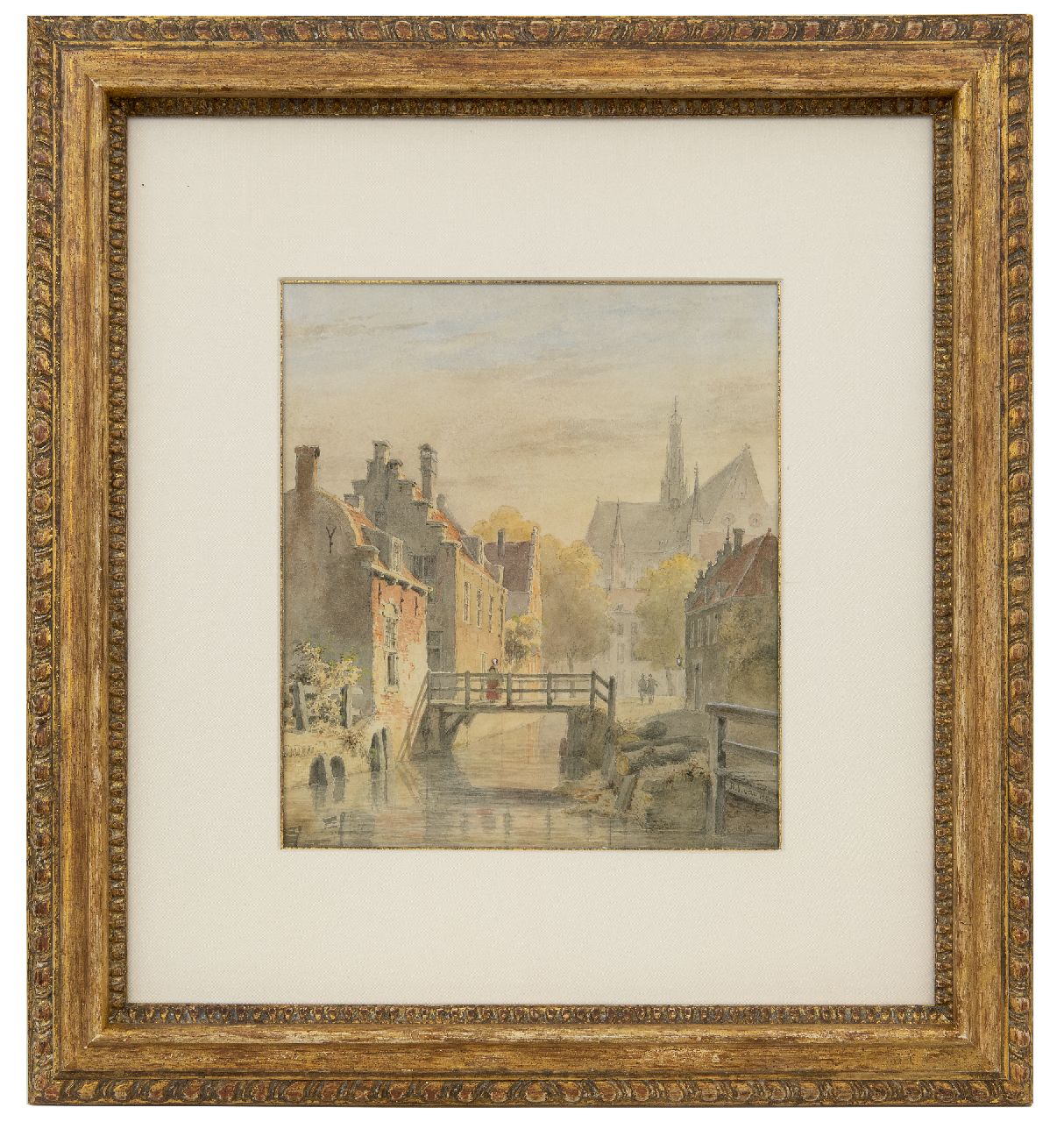Hove B.J. van | Bartholomeus Johannes 'Bart' van Hove, A tow view k of Haarlem with the Sint-Bavoker, watercolour on paper 27.5 x 24.5 cm, signed l.r.