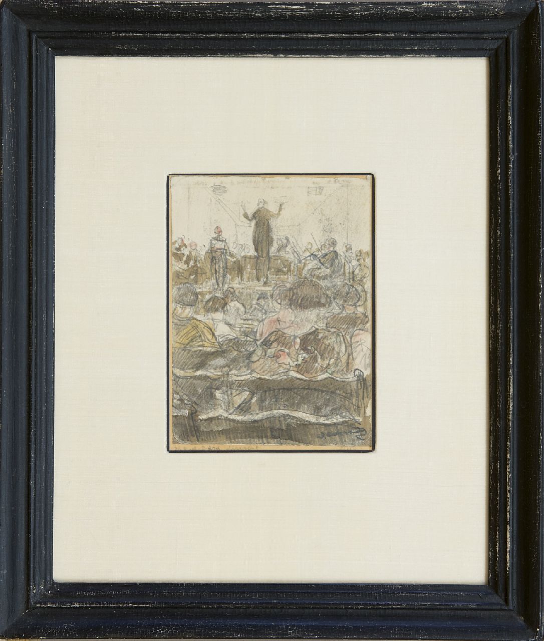 Cossaar J.C.W.  | Jacobus Cornelis Wyand 'Ko' Cossaar | Watercolours and drawings offered for sale | The conductor H. v.d. Berg leading a orchestra, drawing on paper 15.5 x 11.5 cm, signed l.r.