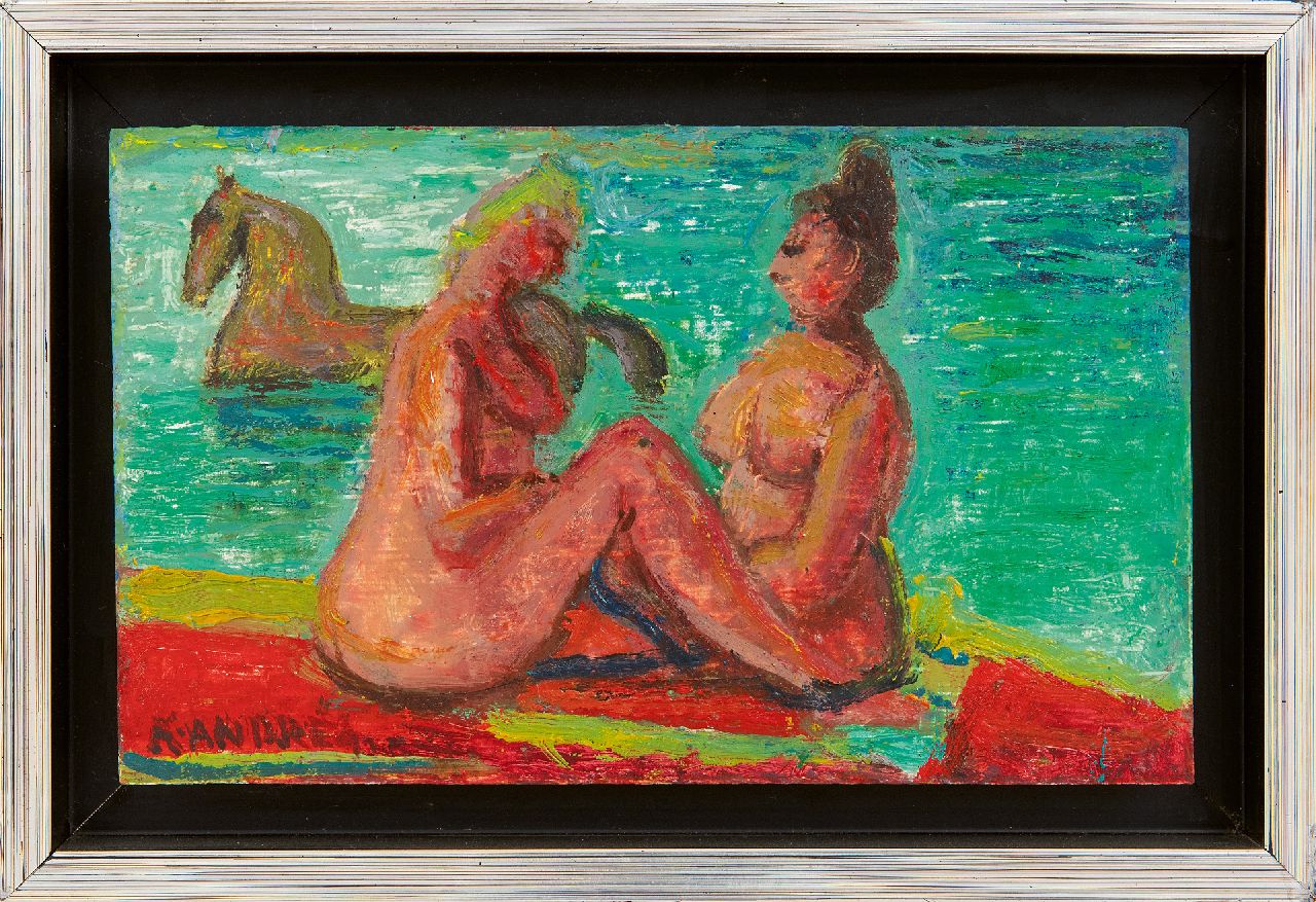 Andréa C.  | Cornelis 'Kees' Andréa, Two bathers, oil on panel 11.0 x 18.2 cm, signed l.l.