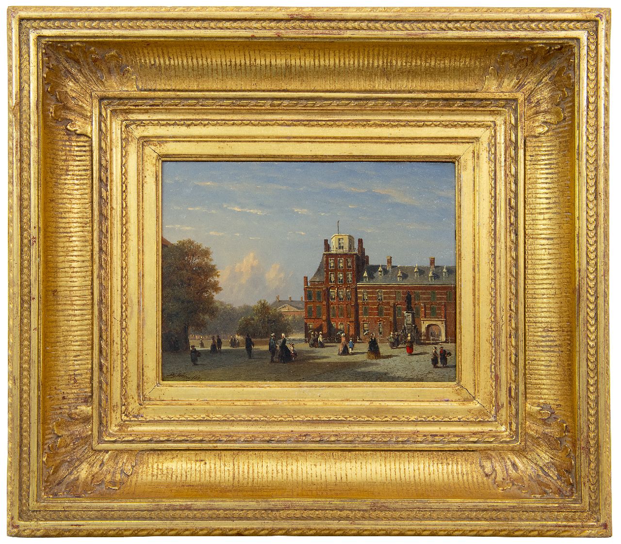 Vertin P.G.  | Petrus Gerardus Vertin | Paintings offered for sale | View of the Buitenhof in The Hague, as seen in the direction of the Stadhouderlijk Kwartier, oil on panel 18.6 x 25.2 cm, signed l.l. and dated '62