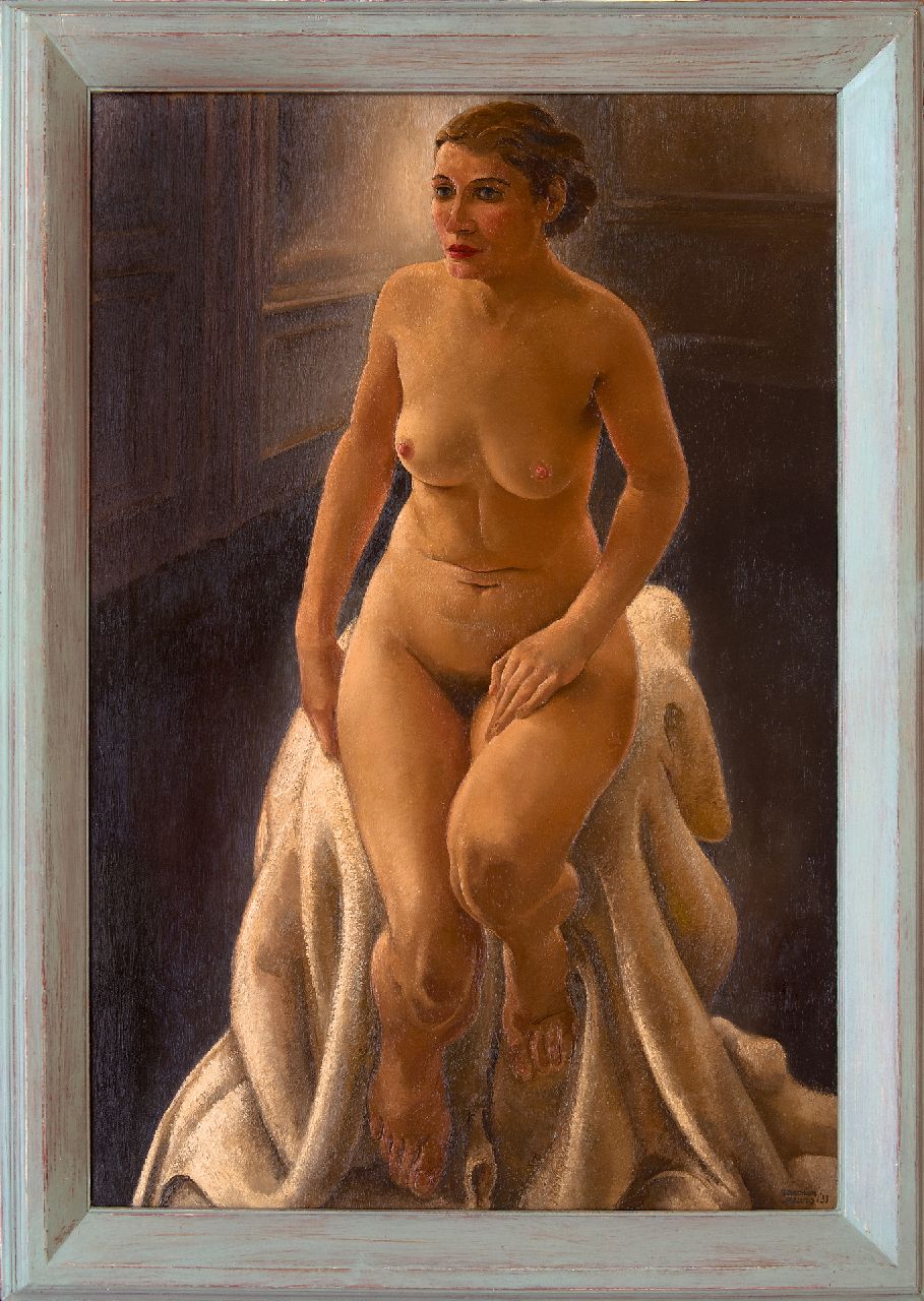 Meurs H.H.  | 'Harmen' Hermanus Meurs, Seated nude, oil on canvas 116.6 x 81.6 cm, signed l.r. and dated '33