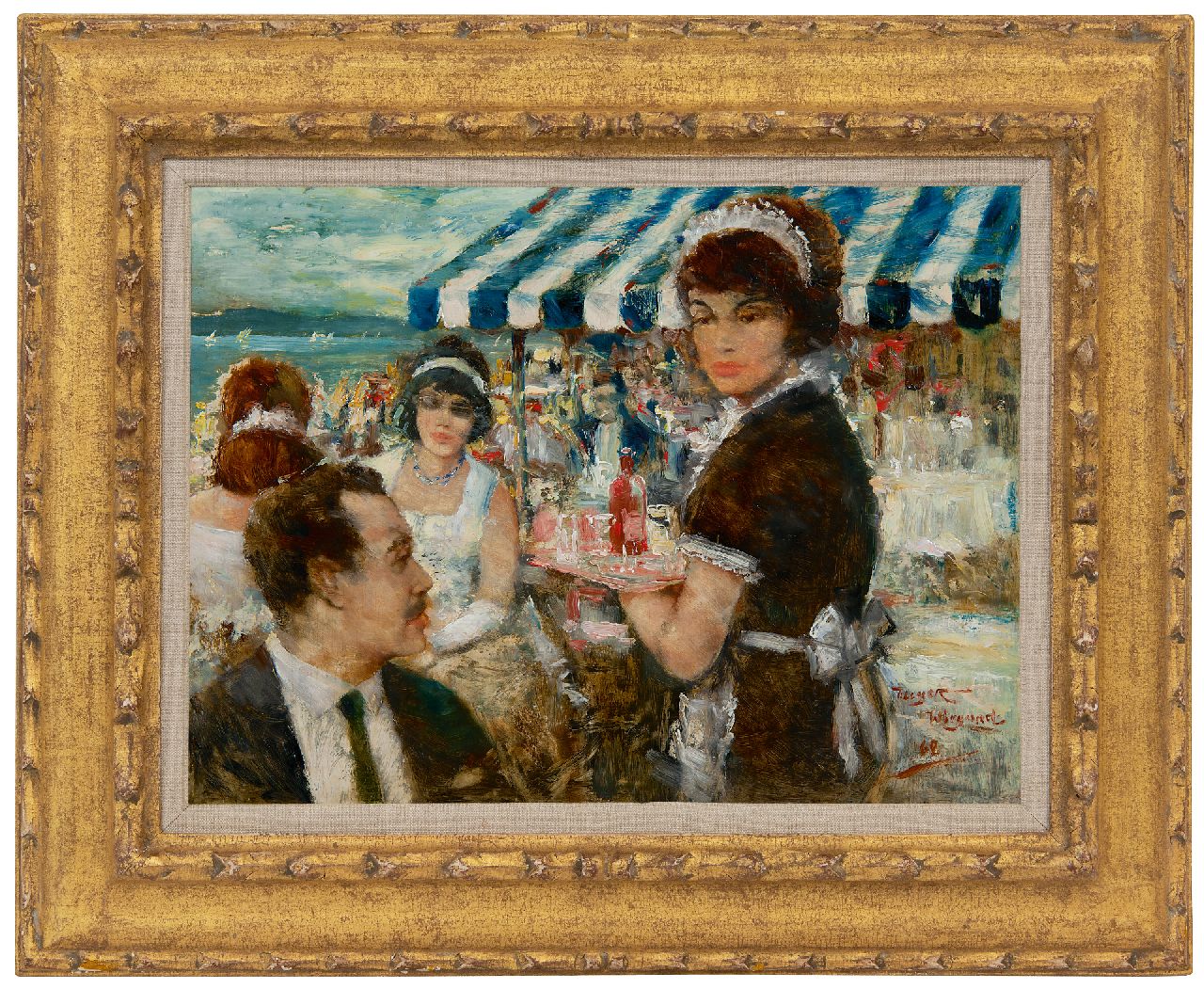 Meyer-Wiegand R.D.  | Rolf Dieter Meyer-Wiegand, Terrace by the beach, oil on panel 30.2 x 40.1 cm, signed l.r. and dated '62