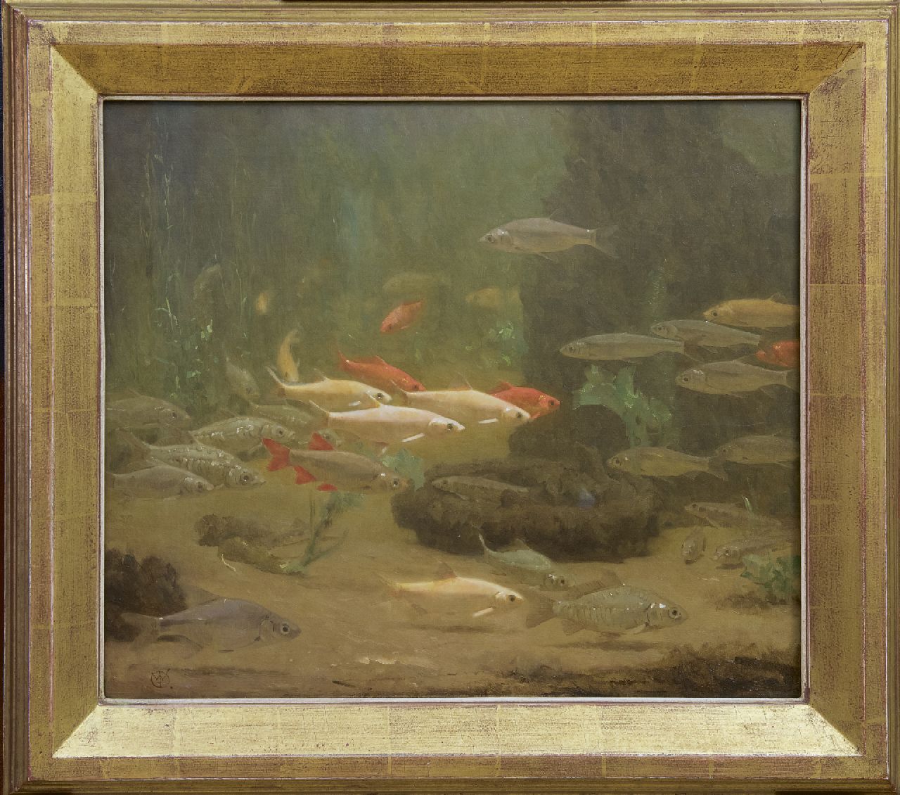 Dijsselhof G.W.  | Gerrit Willem Dijsselhof | Paintings offered for sale | Goldfish, oil on canvas 45.0 x 51.0 cm, signed l.l. with Monogram