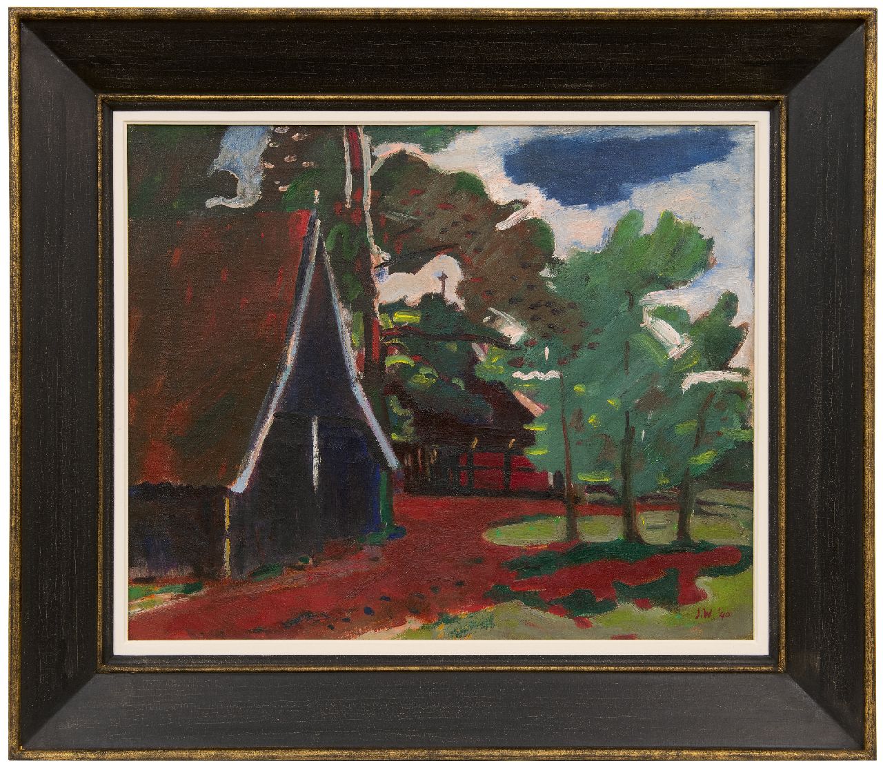 Wiegers J.  | Jan Wiegers | Paintings offered for sale | A farm in Twente, oil on canvas 45.4 x 55.7 cm, signed l.r. with initials and on the stretcher in full and dated '40