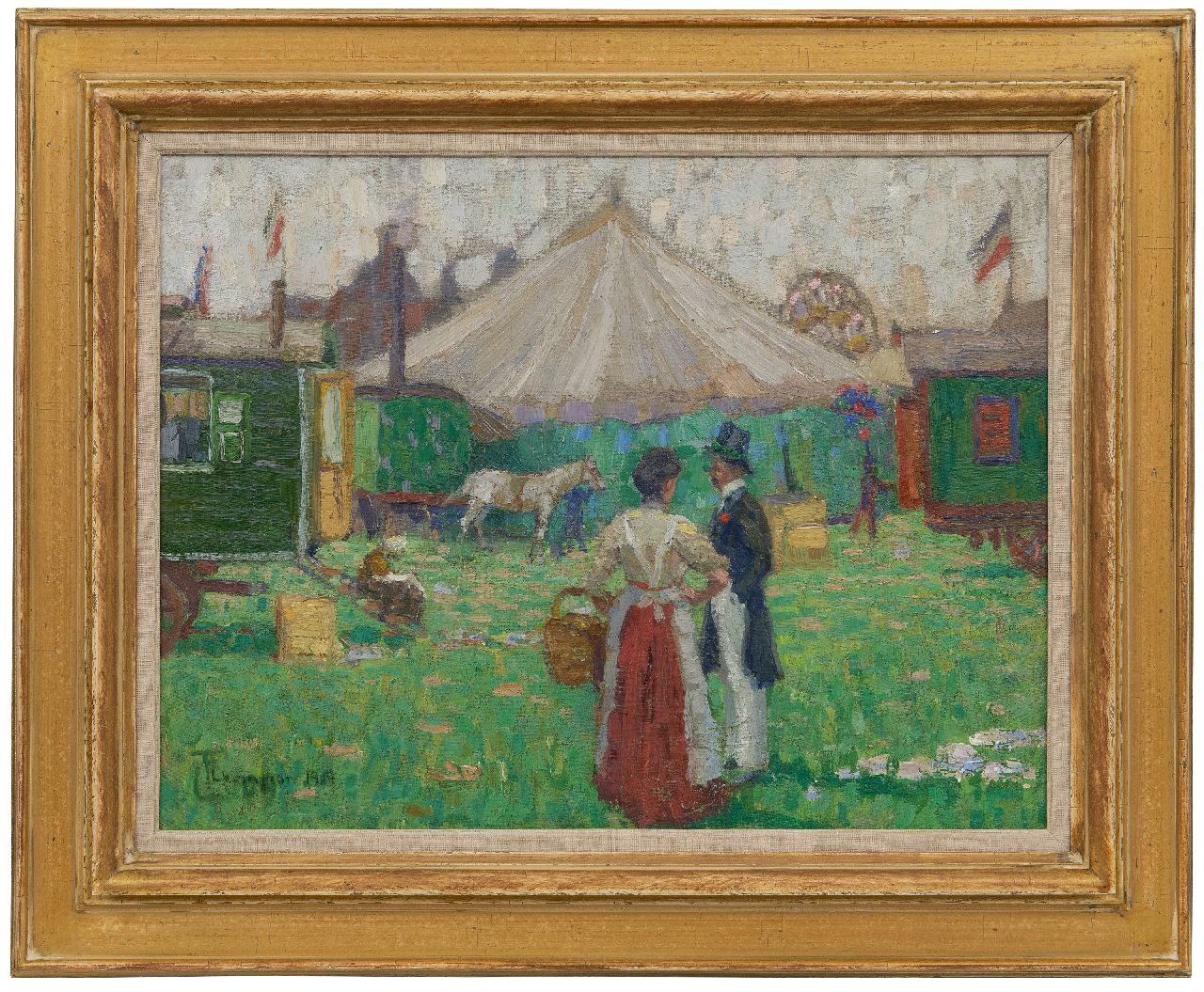 Champion T.  | Theo Champion, At the fairground, oil on canvas laid down on board 44.6 x 58.3 cm, signed l.l. and dated 1909
