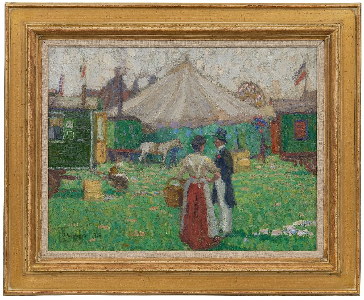 Champion T.  | Theo Champion, At the fairground, oil on canvas laid down on board 44.6 x 58.3 cm, signed l.l. and dated 1909