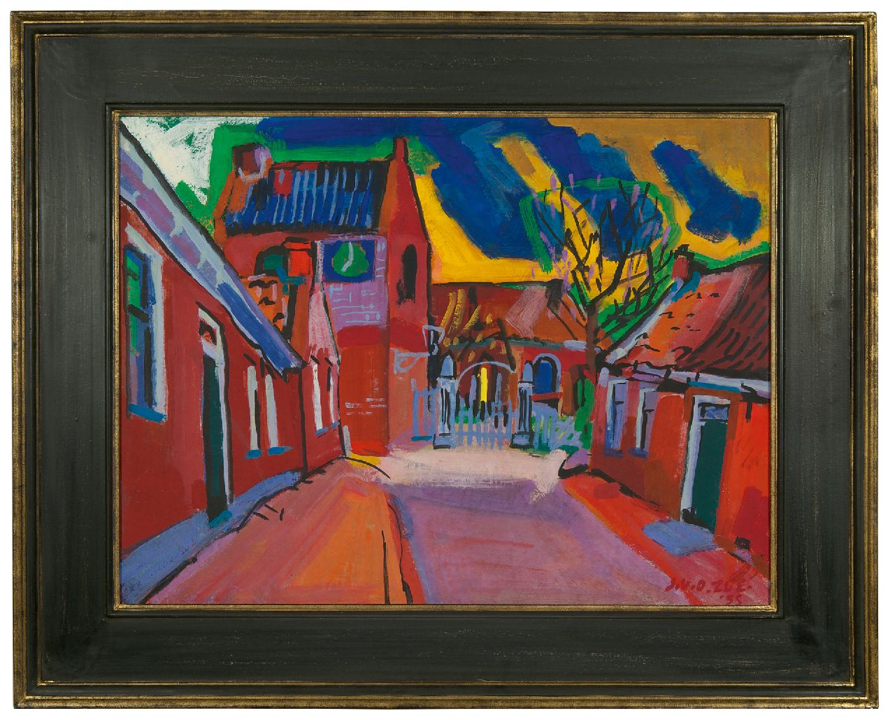 Zee J. van der | Jan van der Zee, A village street, Ezinge, Groningen, oil on canvas 60.3 x 80.1 cm, signed l.r. and dated '35 Zee J. van der | Jan van der Zee, A village street, Ezinge, Groningen, oil on canvas 60.3 x 80.1 cm, signed l.r. and dated '35