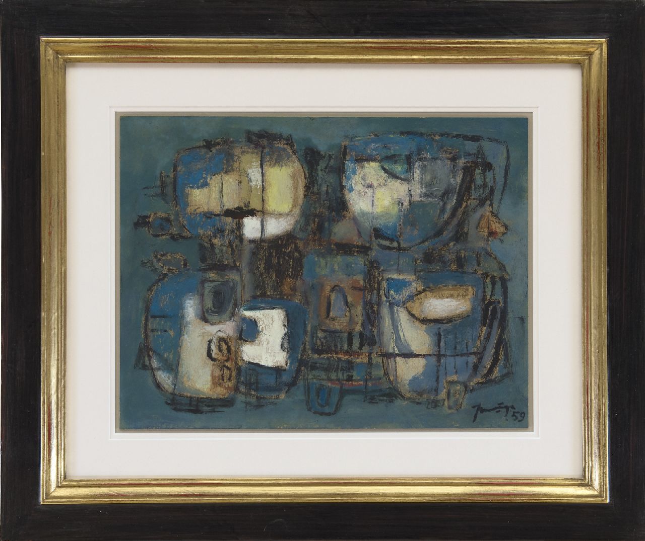 Nanninga J.  | Jacob 'Jaap' Nanninga, Composition, 1959, mixed media on paper 30.5 x 39.3 cm, signed l.r. and dated '59