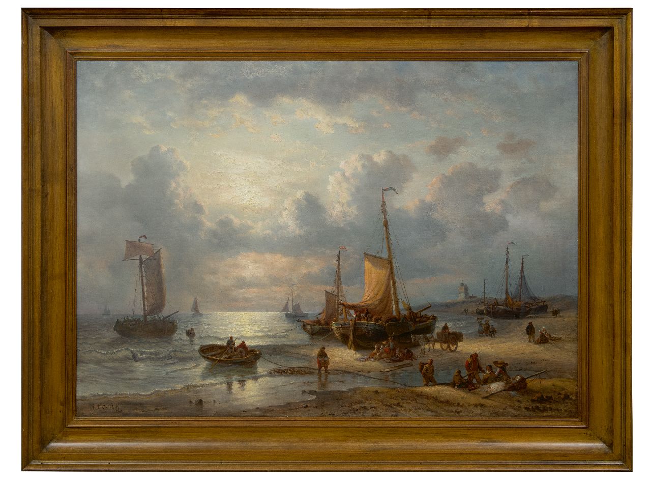 Opdenhoff G.W.  | Witzel 'George Willem' Opdenhoff | Paintings offered for sale | Unloading the catch, oil on canvas 70.7 x 97.7 cm, signed l.l.