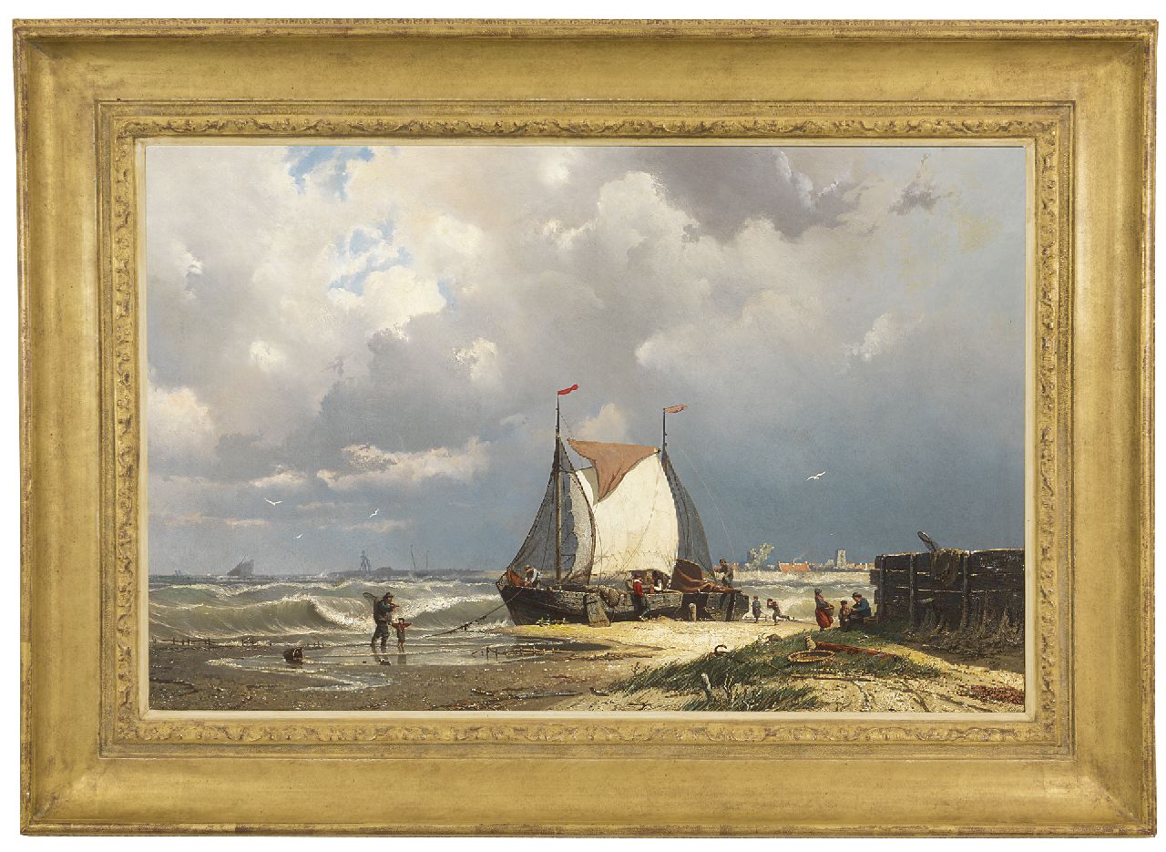 Greive J.C.  | Johan Conrad 'Coen' Greive | Paintings offered for sale | Barges near Uitdam, the tower of Ransdorp in the distance, oil on canvas 55.8 x 85.5 cm, signed l.l.