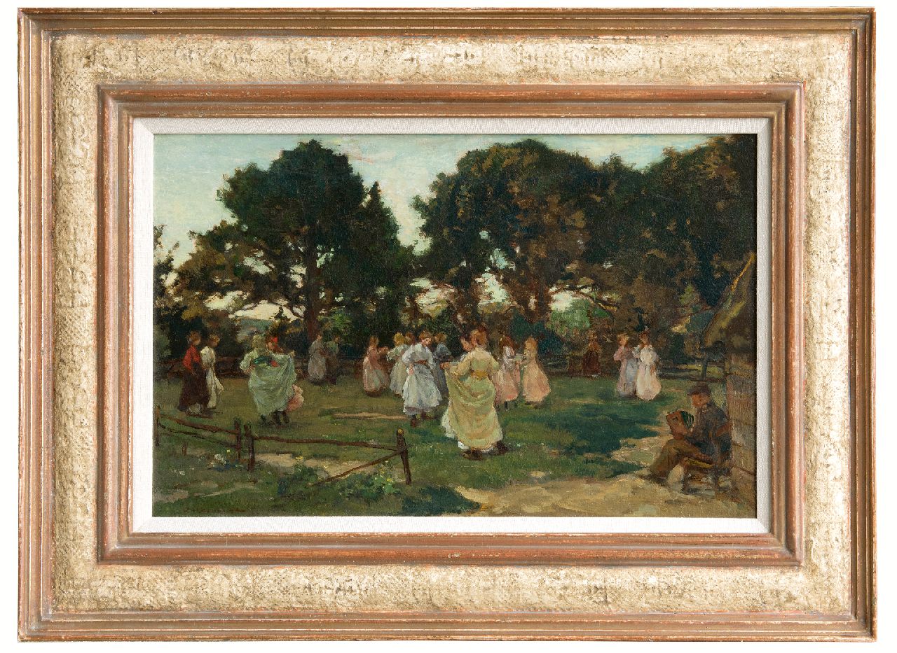 Akkeringa J.E.H.  | 'Johannes Evert' Hendrik Akkeringa, May dance (Wolfheze), oil on panel 29.4 x 46.7 cm, signed l.l. and painted ca. 1906