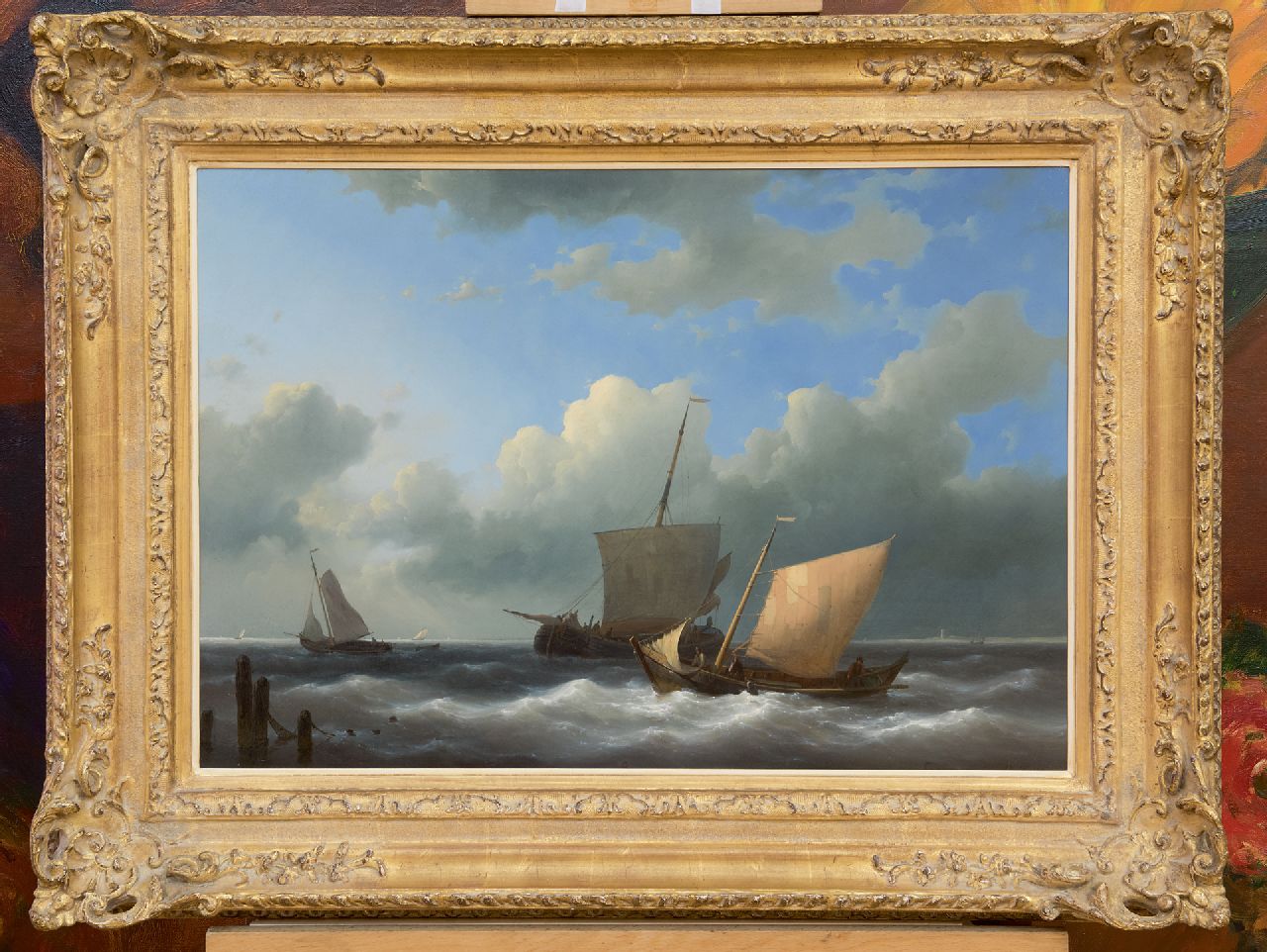 Hulk A.  | Abraham Hulk | Paintings offered for sale | Sailing boats entering a harbour, oil on panel 44.5 x 62.7 cm, signed l.r. and dated 1846