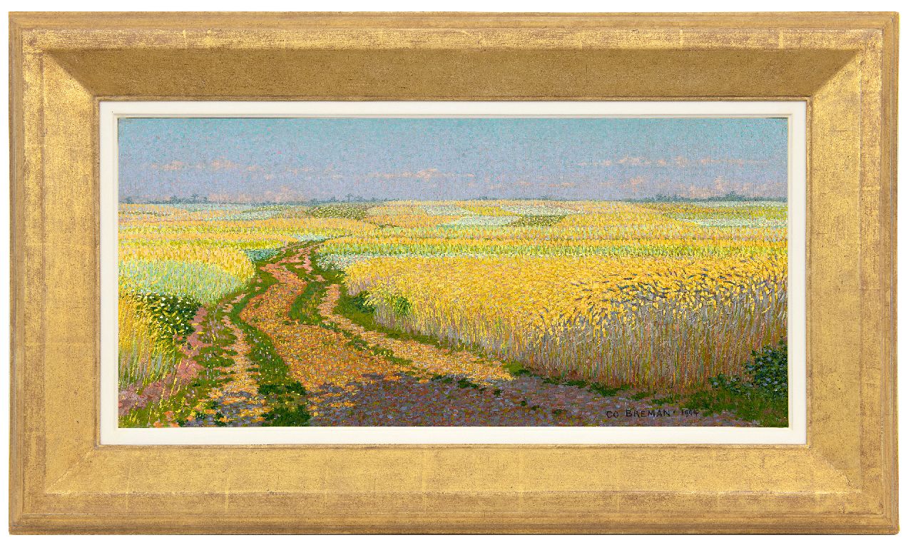 Breman A.J.  | Ahazueros Jacobus 'Co' Breman, A country road in Blaricum, oil on canvas 26.2 x 55.0 cm, signed l.r. and dated 1904