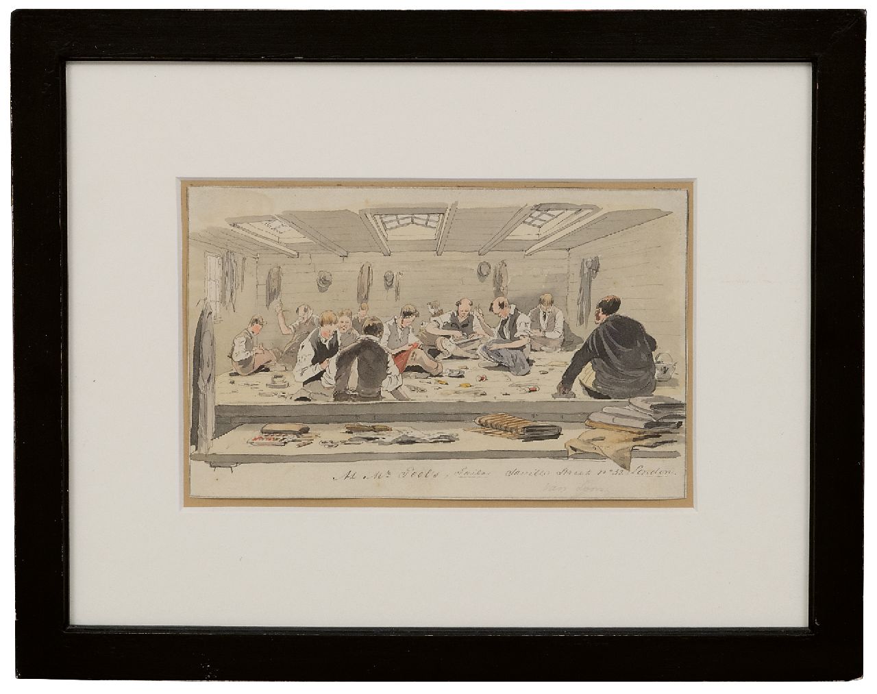 Loon P. van | Pieter van Loon | Watercolours and drawings offered for sale | At the tailor in Saville Street, London, watercolour on paper 12.1 x 19.2 cm, signed l.r.