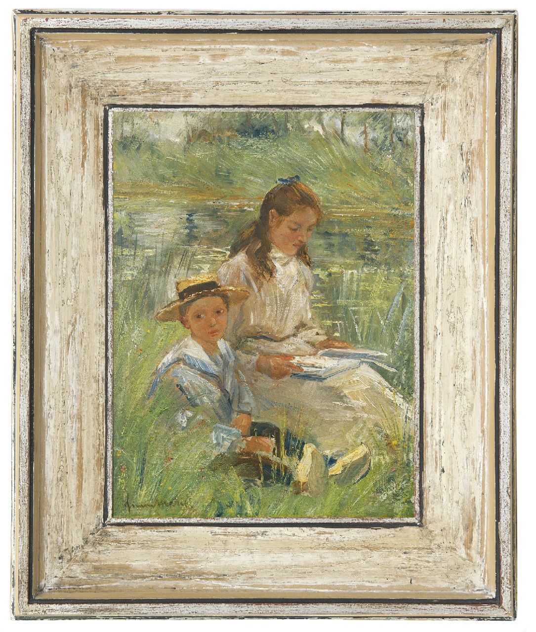 Maris S.W.  | Simon Willem Maris, A summer day, oil on canvas 29.5 x 22.3 cm, signed l.l.