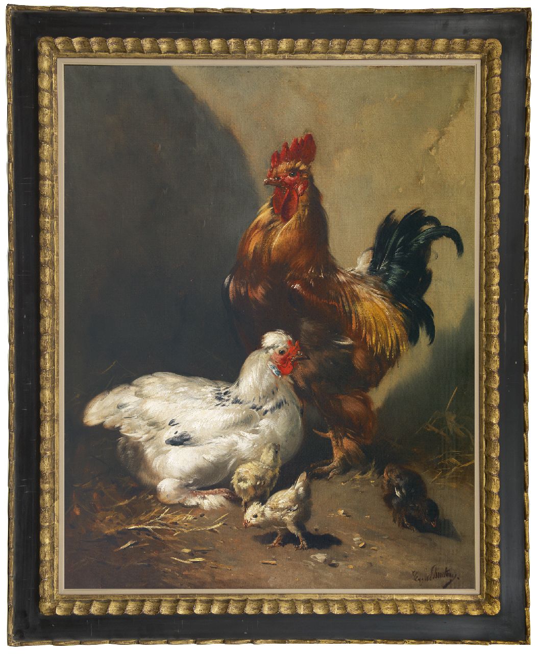 Schouten H.  | Henry Schouten, Fancy poultry in a landscape, oil on canvas 100.1 x 80.1 cm, signed l.r.