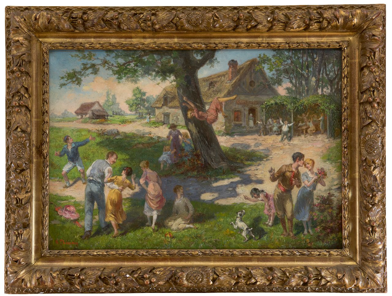 Thevenin L.V.  | Louis Victor Thevenin | Paintings offered for sale | Spring in the village, oil on canvas 38.1 x 55.2 cm, signed l.l.