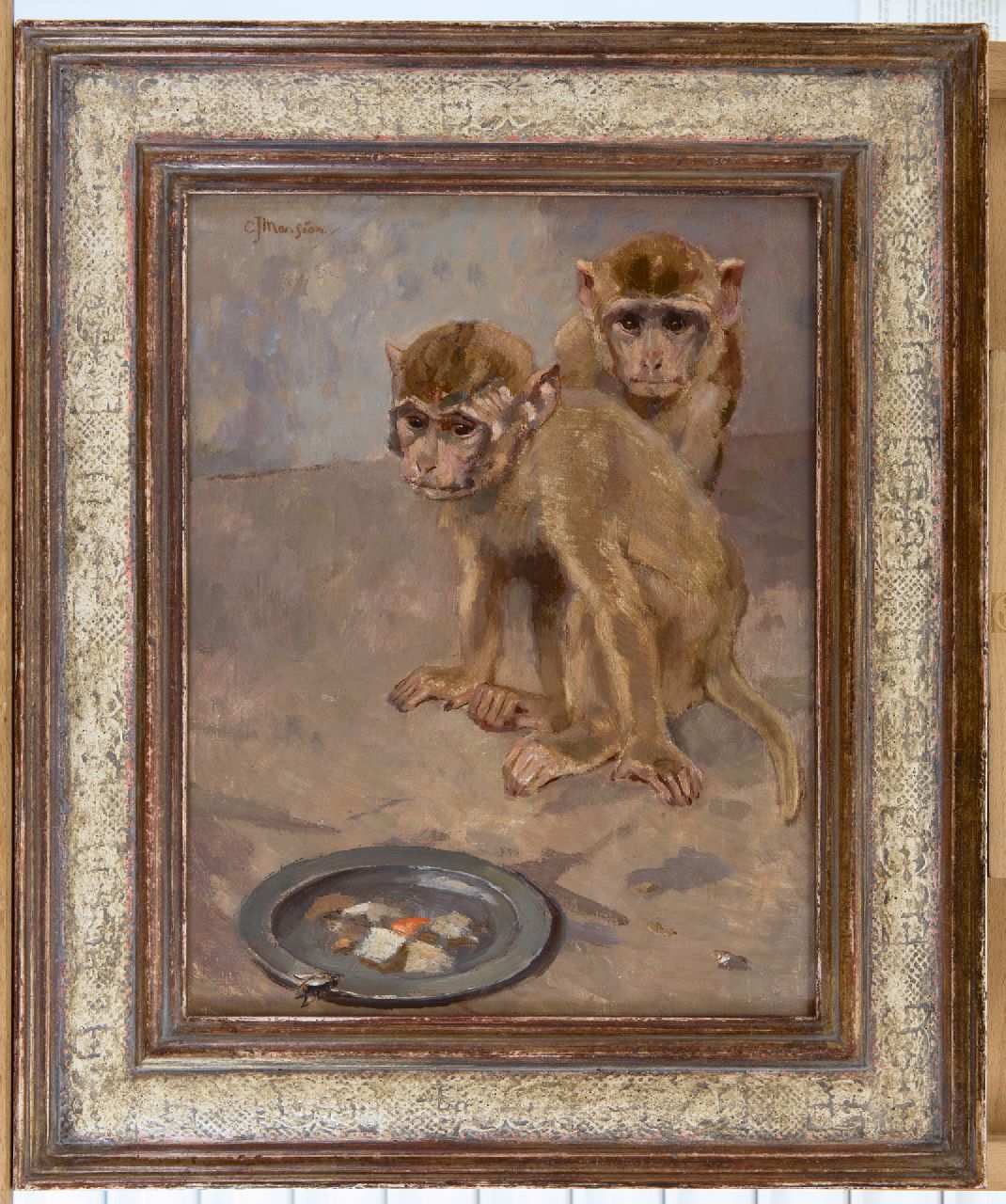 Mension C.J.  | Cornelis Jan Mension, Monkeys, oil on canvas 40.4 x 30.8 cm, signed u.l.